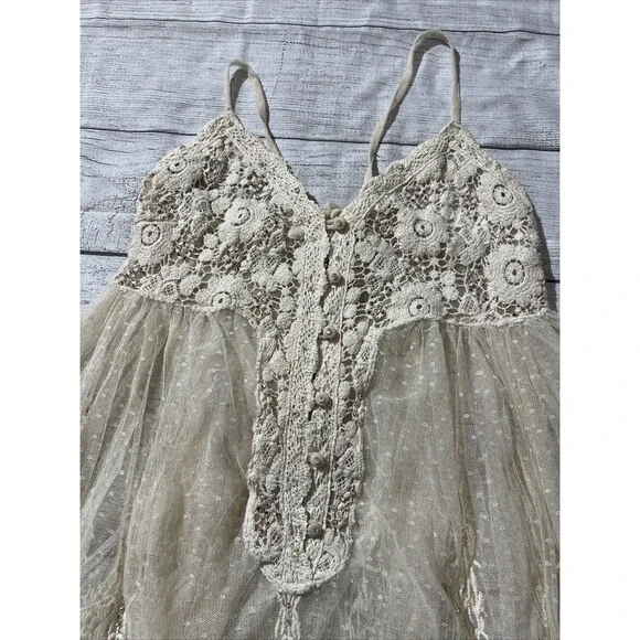 Rare Vintage Free People Say Hello to Heaven Lace Dots Crochet Slip Dress XS - Picture 4 of 13